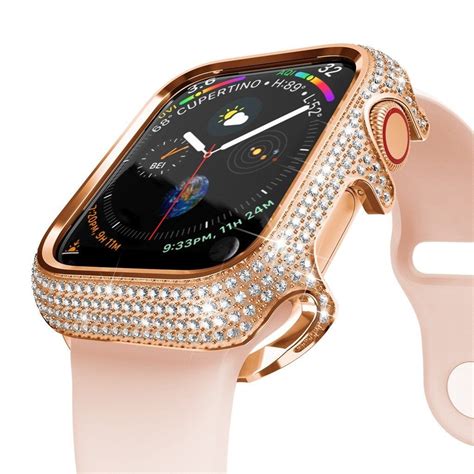 18 Karat Rose Gold Plated Diamond Bezel Apple Watch Series 123456