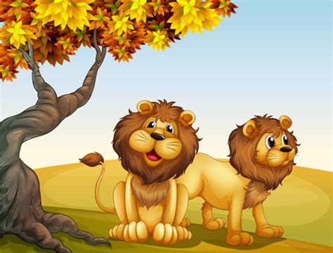 Lion cartoons illustrations and clipart (33,755). Cartoon lion with beautiful nature vector Free vector in ...
