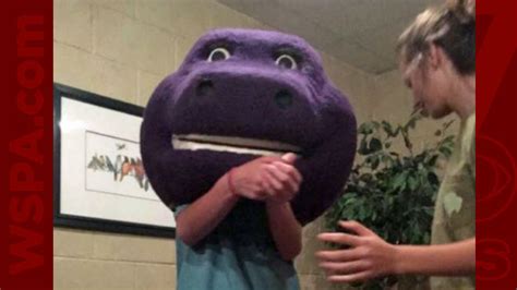 Teen Gets Stuck Inside Head Of Barney Costume