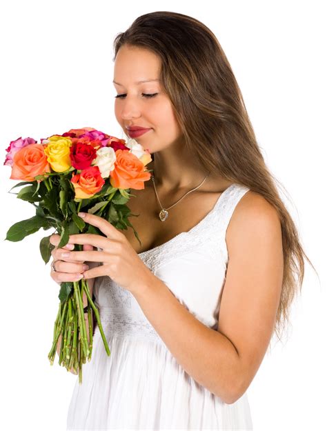 Woman With Flowers Bouquet Free Stock Photo Public Domain Pictures