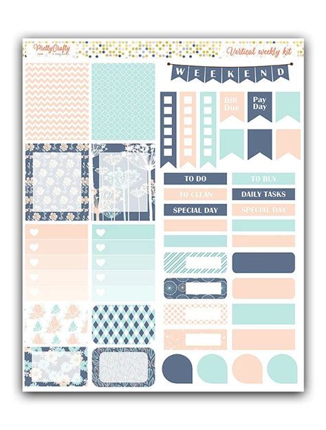 Floral Weekly Stickers Kit Themed Weekly By Prettycraftystickers Print