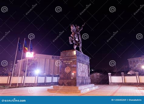 The Statue Of Michael The Brave Illuminated By Night Editorial Stock
