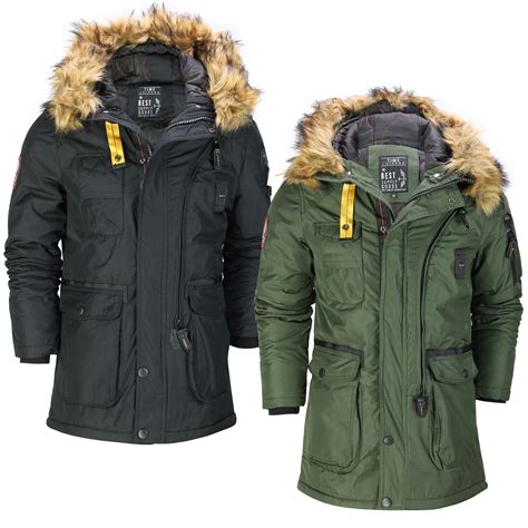 mens padded heavy weight warm winter jacket classic parka coat fur trim hooded ebay