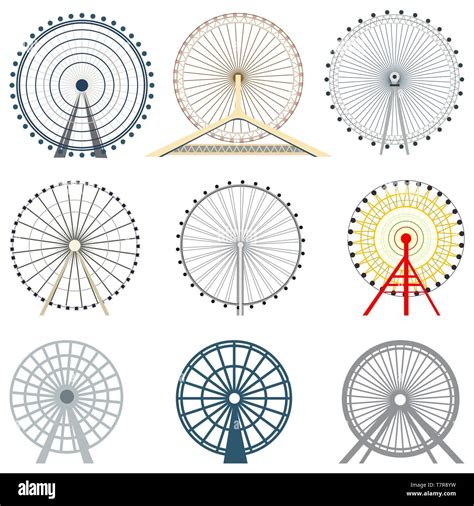 Vector Set Of Isolated Ferris Wheels Stock Vector Image And Art Alamy