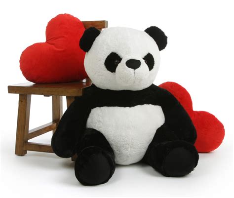Mama Xin Huggable Black And White Stuffed Panda Teddy Bear 36in