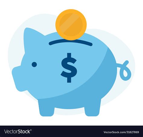 Blue Piggy Bank With A Coin Royalty Free Vector Image