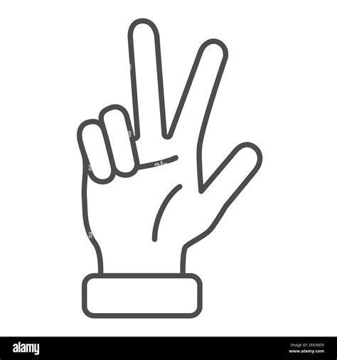 Hand Showing Three Fingers Thin Line Icon Hand Gestures Concept Three