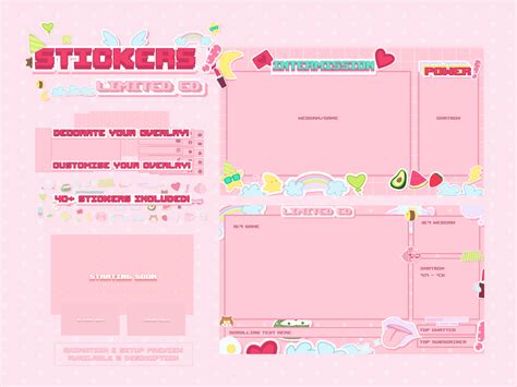 Cute Stickers Twitch Overlay Stream Packages Twitch Streaming Setup