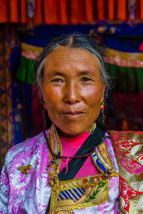 Tibetan Woman Ganden Monastery Dagze Tibet Xizang