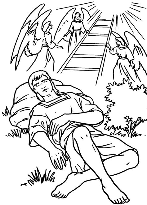 Jacob and the stairway to heaven Bible coloring page | Sunday school coloring pages, Bible