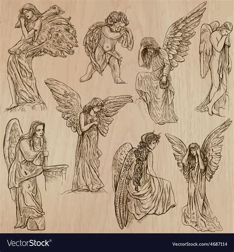 Angels Hand Drawn Pack Royalty Free Vector Image