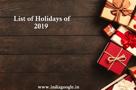 List Of Holidays 2019 National And Office Holidays In India For The
