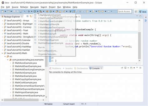 Java Lang Math Random Basic Example Output Java Tutorial Hq