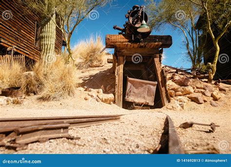 Goldfield Gold Mine Old Entrance To Gold Mine Shaft With Trolley And