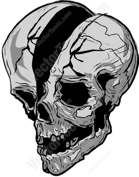 Decaying Cracked In Half Skull Half Skull Skulls Drawing Skull