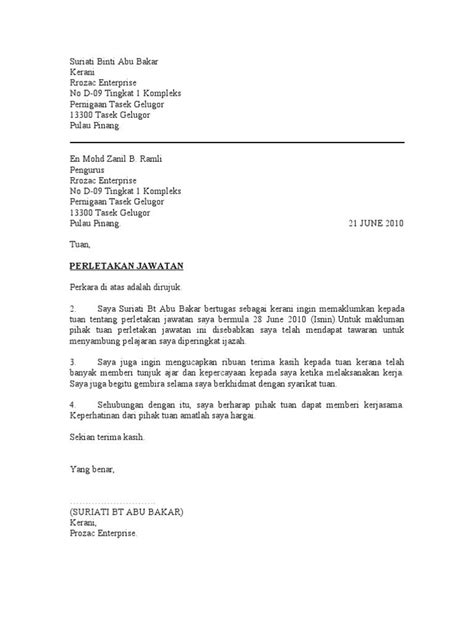 19 contoh surat perletakan jawatan sebagai . Contoh Surat Letak Jawatan Part Time - Download Kumpulan ...