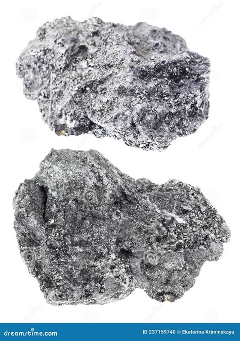 Set Of Graphite Stones Cutout On White Stock Photo Image Of