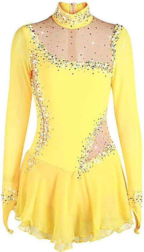 Kmgjc Figure Skating Dress Womens Girls Ice Skating Dress Daffodil
