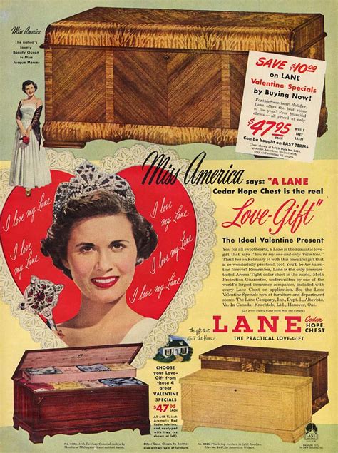 1949 Miss America Jacque Mercer For Lane Cedar Hope Chests