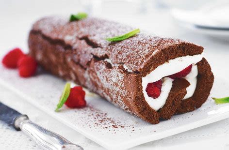 Try this chocolate mousse recipe for an easy but elegant french dessert that everyone will love. Chocolate and raspberry roulade | Tesco Real Food
