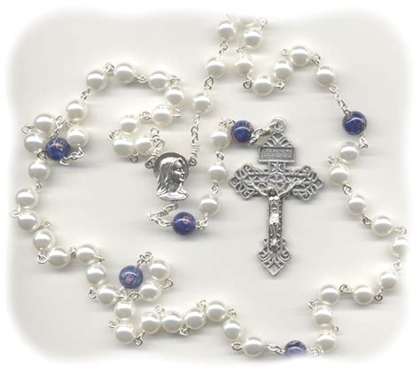 Handmade Custom White Pearl Swarovski Crystal Rosary