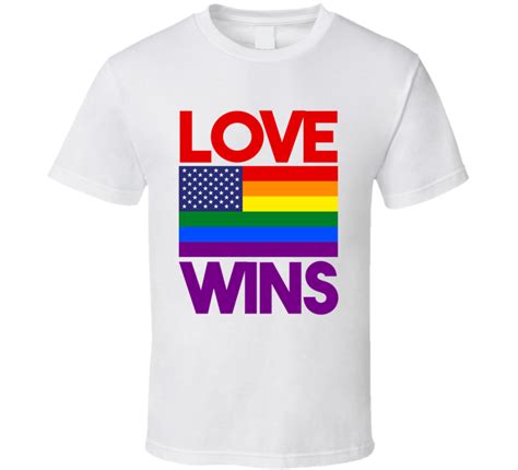 Love Wins Gay Pride Usa Flag Red Purple Bold Font T Shirt