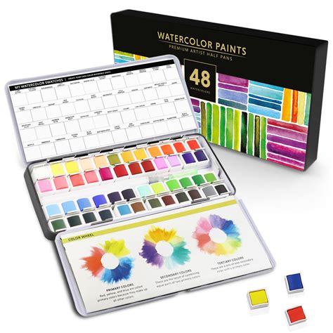 Buy Doodle Hog 48 Premium Watercolor Half Pan Set In Metal Palette