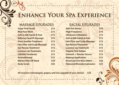 Massage Spa Menu Bss Cards Logos Menus Marketing Inspirations Spa Spa Menu Spa Massage