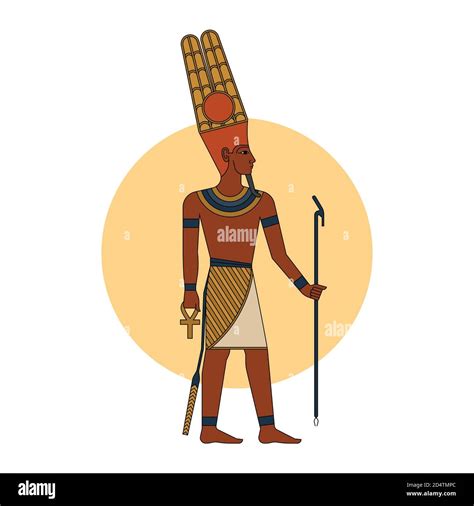 L Ancien Dieu égyptien Amon Ra En Illustration Vectorielle Isolée Colorée Image Vectorielle