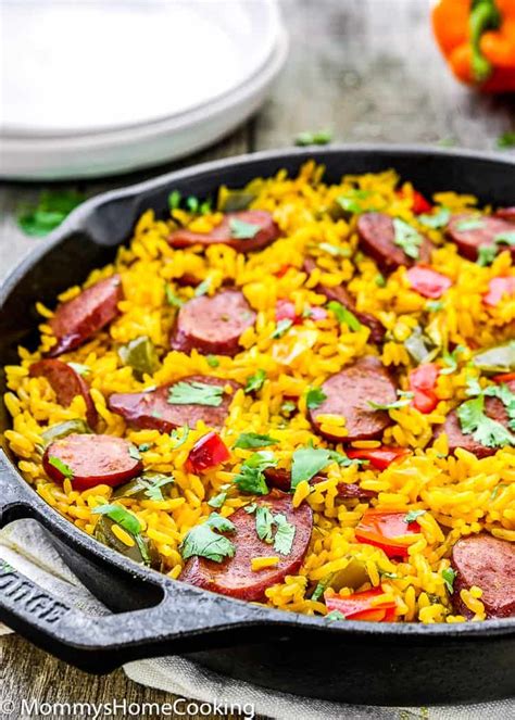 Easy Sausage And Peppers Rice Skillet Mommys Home Cooking