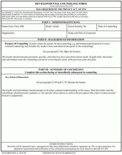 The Da Form 4856 Developmental Counseling Form Download
