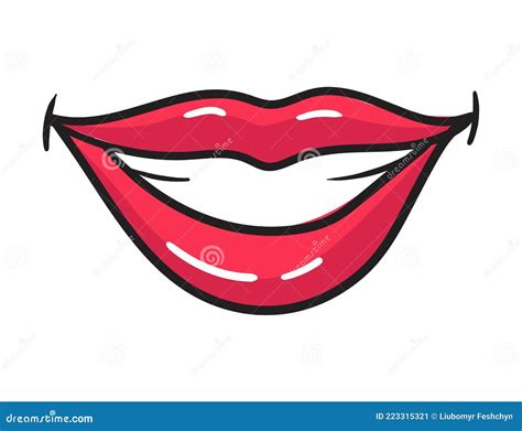 Comic Female Red Lips Sticker Women Mouth With Lipstick In Vintage