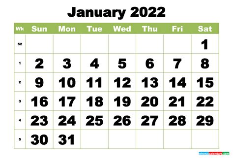 This number of months may not be displayed in full. Free Printable Monthly Calendar January 2022 - Free ...