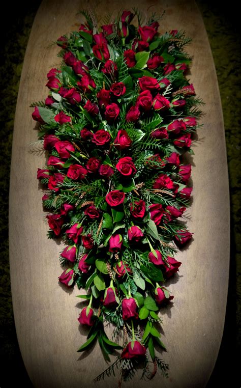 Gorgeous Red Rose Funeral Casket Spray Funeral Flower Arrangements