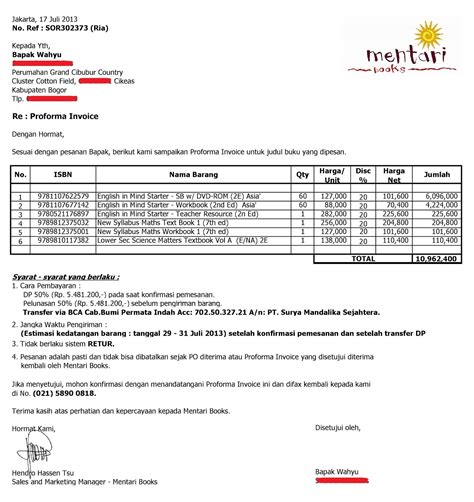 Contoh Format Invoice Atau Surat Tagihan Brankasarsip