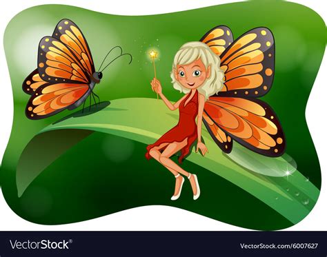 Beautiful Fairy With Butterfly Royalty Free Vector Image