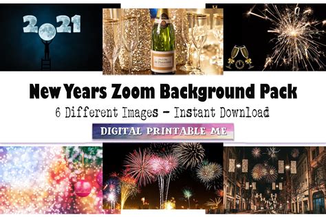New Years Eve Zoom Background 6 Digital Download Fireworks Virtual