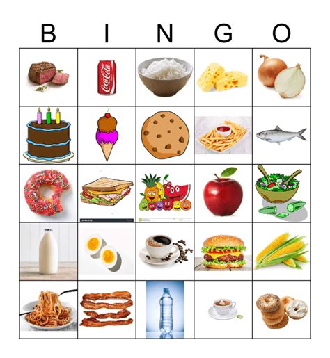 Food Bingo Card 74e
