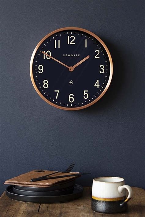 Newgate Mid Century Style Petrol Blue And Copper Wall Clock From Rockett