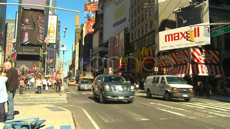 Traffic In Times Square New York City Looking North Stock Footage