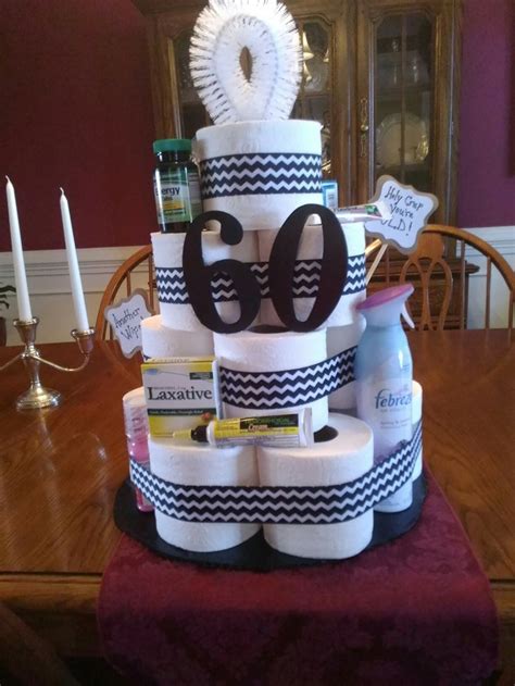 Toilet paper cake | 60th birthday decorations, Birthday gag gifts, 60