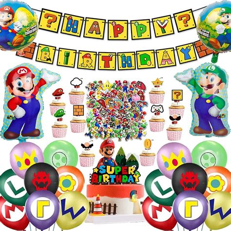 Buy Super Mario Game Birthday Party Supplies Decoration Includes Banner