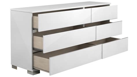Meridian furniture pandora collection modern | contemporary rich white lacquer console table with sturdy gold iron whiteline contemporary modern elm high gloss desk with one drawer and stainless steel base, small, white. Corbusier Double Dresser