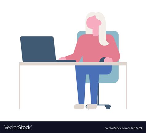 Business Woman Or A Clerk Working At Her Office Vector Image