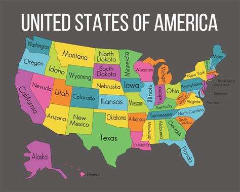 Usa Map With Full State Names Map Of World