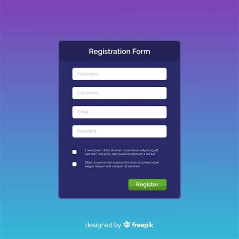 Registration Form Template With Flat Design Free Vector