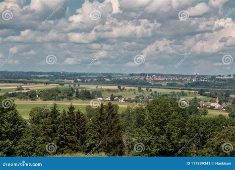 Little Plane Approaching And The Green German Countryside Stock Image