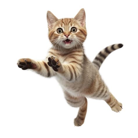 Premium Ai Image Cute Cat Jumping Transparent Isolated Background Ai