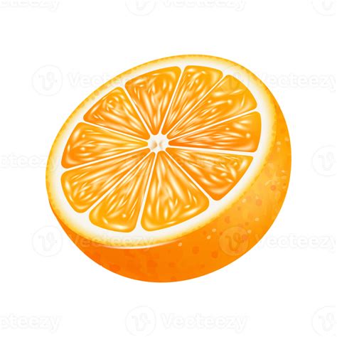 Half Orange Front View On Transparent Background For Food And Drink