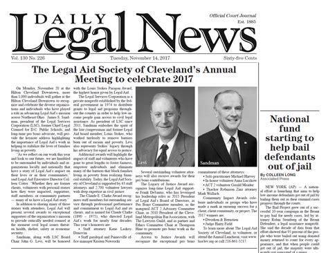 Daily Legal News Highlights Legal Aids Upcoming 112th Annual Meeting